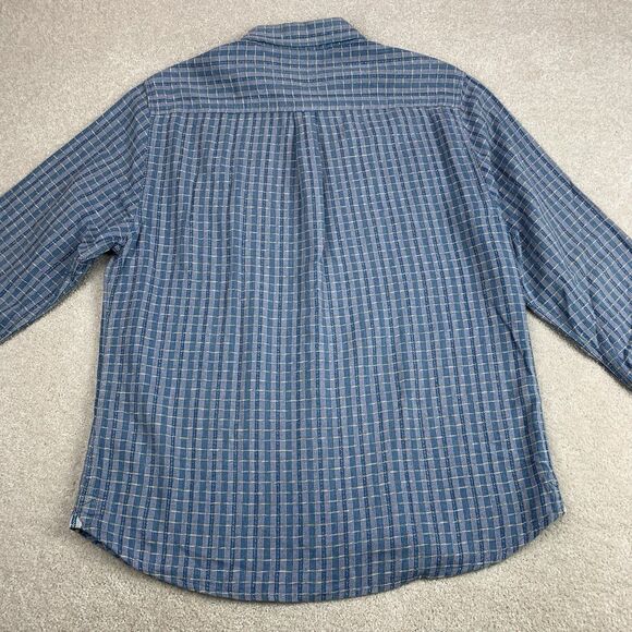 Carbon2cobalt Shirt Men Med Blue Textured Button Up Long Sleeve Cotton Plaid - Picture 6 of 13